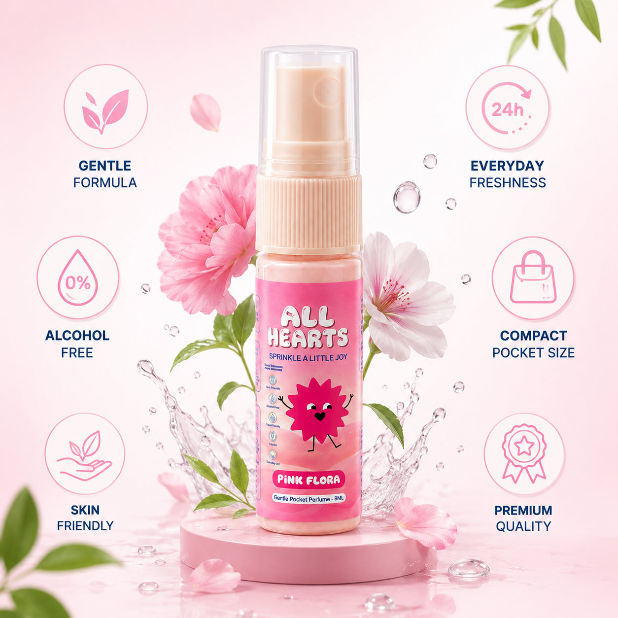 ALL HEARTS Pink Flora Pocket Perfume for Kids