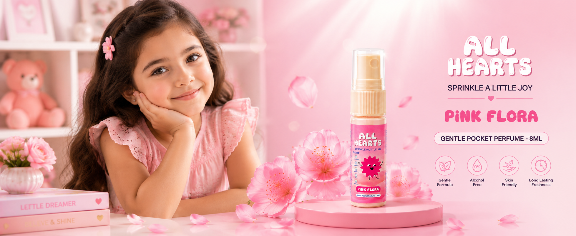 ALL HEARTS Pink Flora Pocket Perfume for Kids